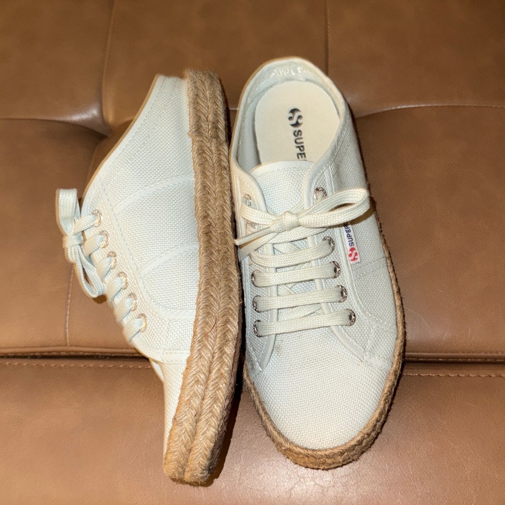 Superga Fantasia Espadrille Slide Sneakers Size 8, slip in with low backs. 39/8